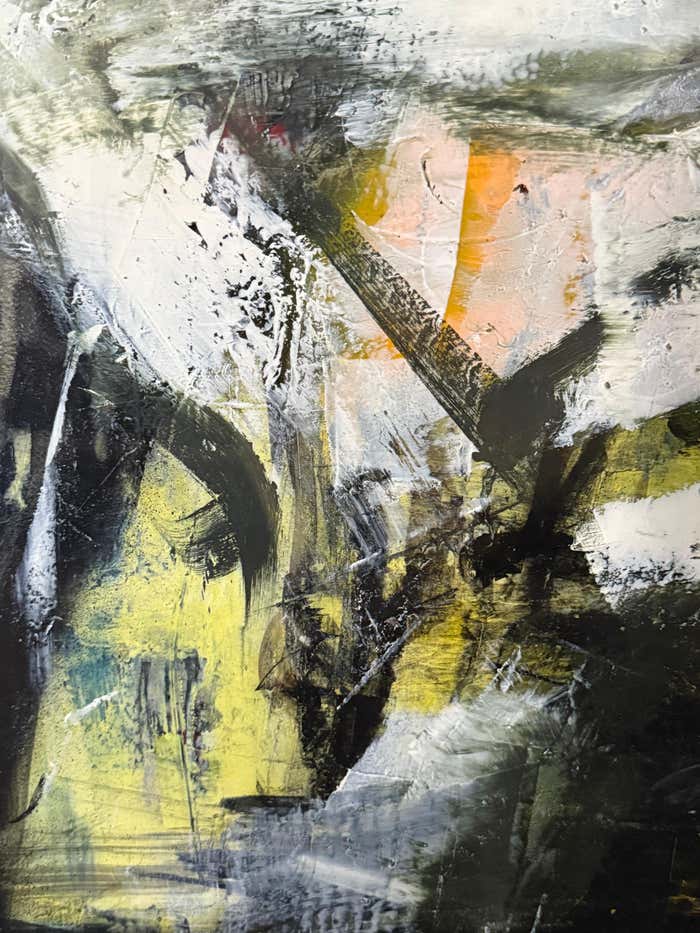 Yellow and Black Abstract Painting by Vahan