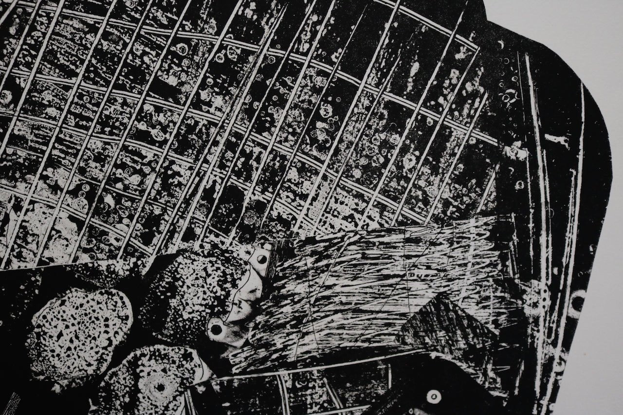 "JUPITER SIX" Graphic Black and White Lithograph by Louise Siekman