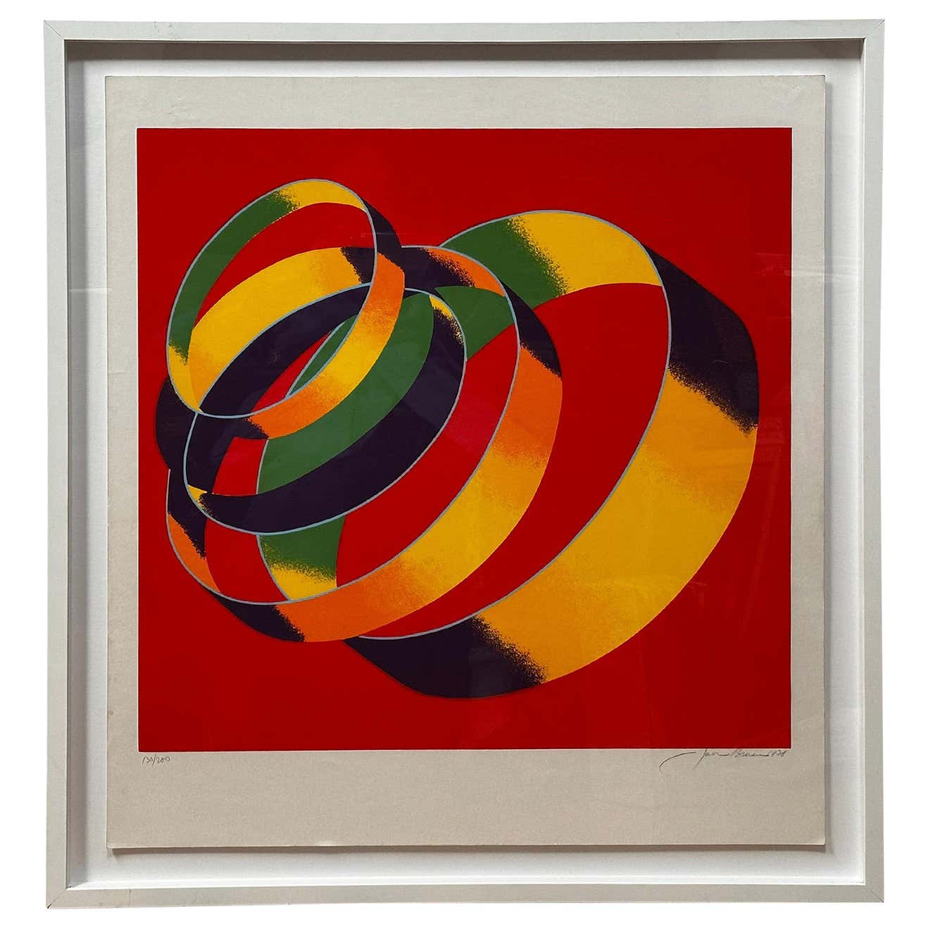 "Multicolour Spiral" Geometric Lithograph Abstract by Jack Brusca