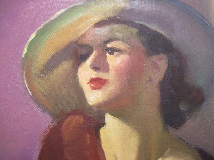 Unfinished Portrait of a Young Lady in Violet, circa 1940s