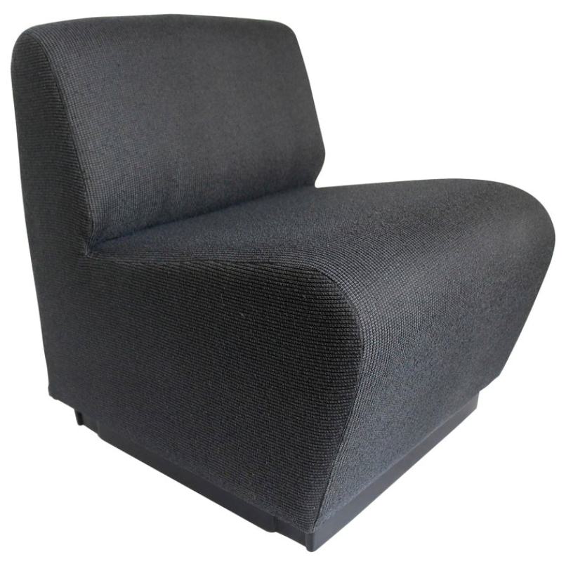 French 1970s Slipper Chair in Charcoal Gray