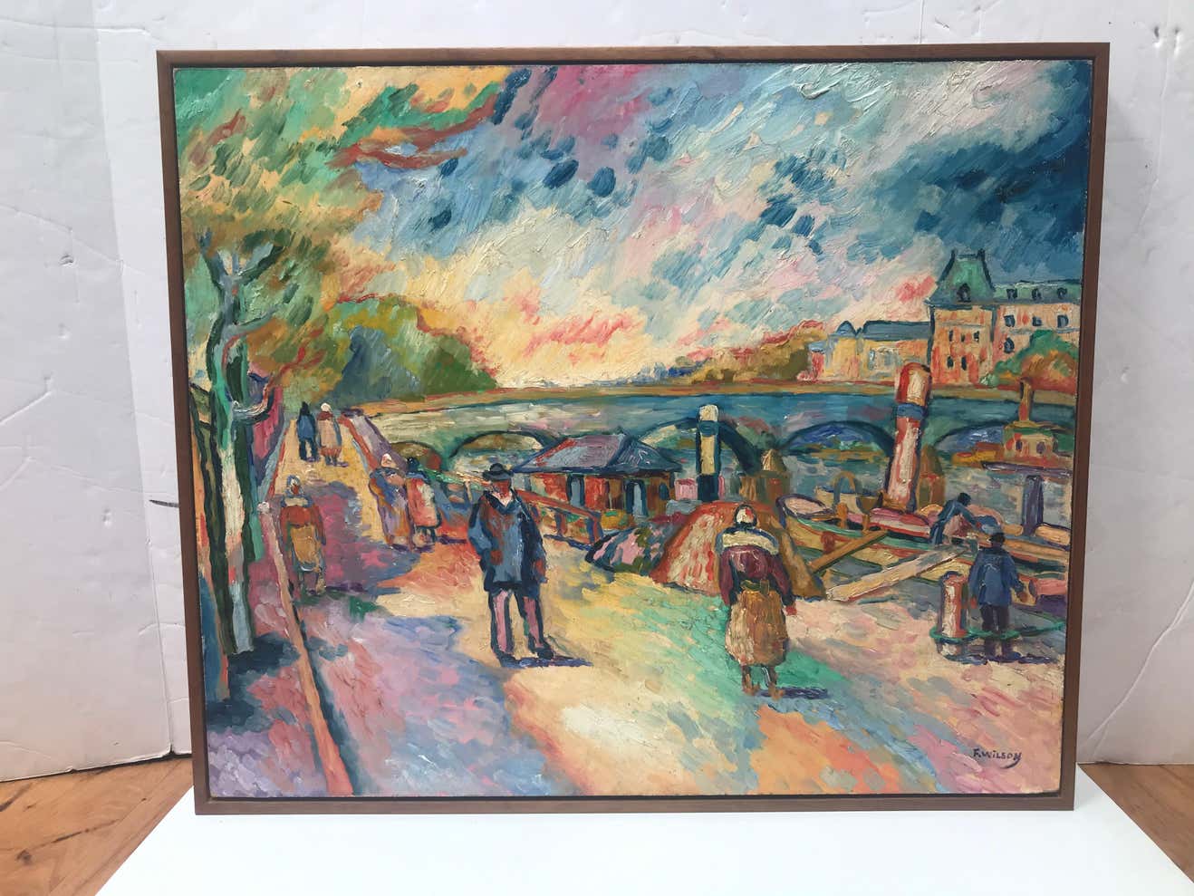 "Les Quais De Conti" Post Impressionist Oil on Canvas by Fauvist Pat. F. Wilson