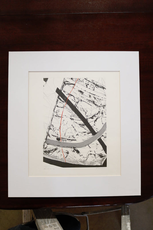 RED LINE Greyscale Litograph Signed Louise Siekman