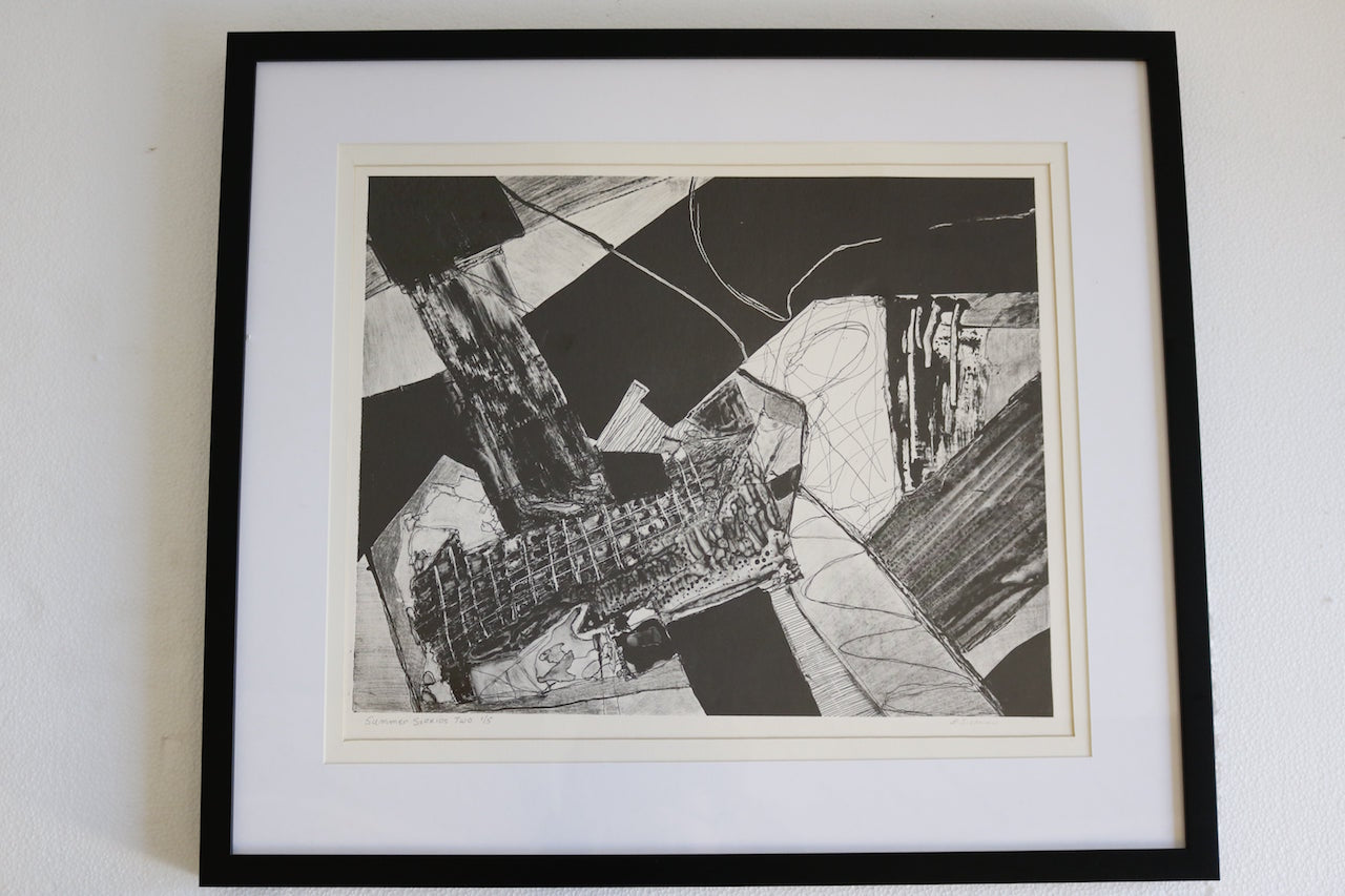 SUMMER SERIES TWO  Greyscale, Abstract Lithograph Signed Louise Siekman