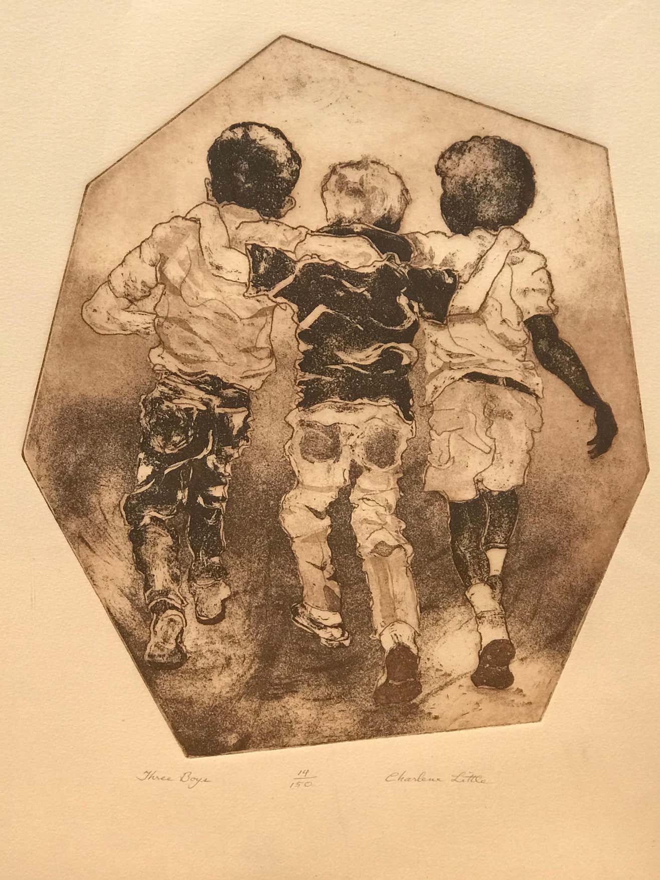 "Three Boys" Lithograph by Charlene Little