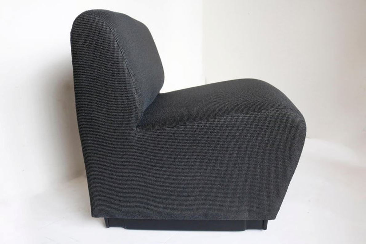 French 1970s Slipper Chair in Charcoal Gray
