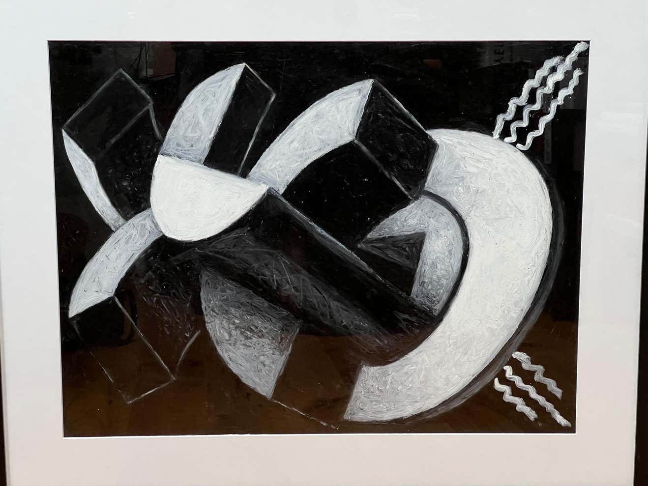 Black & White Abstract Three Dimensional Geometric by Christopher Mark Brennan