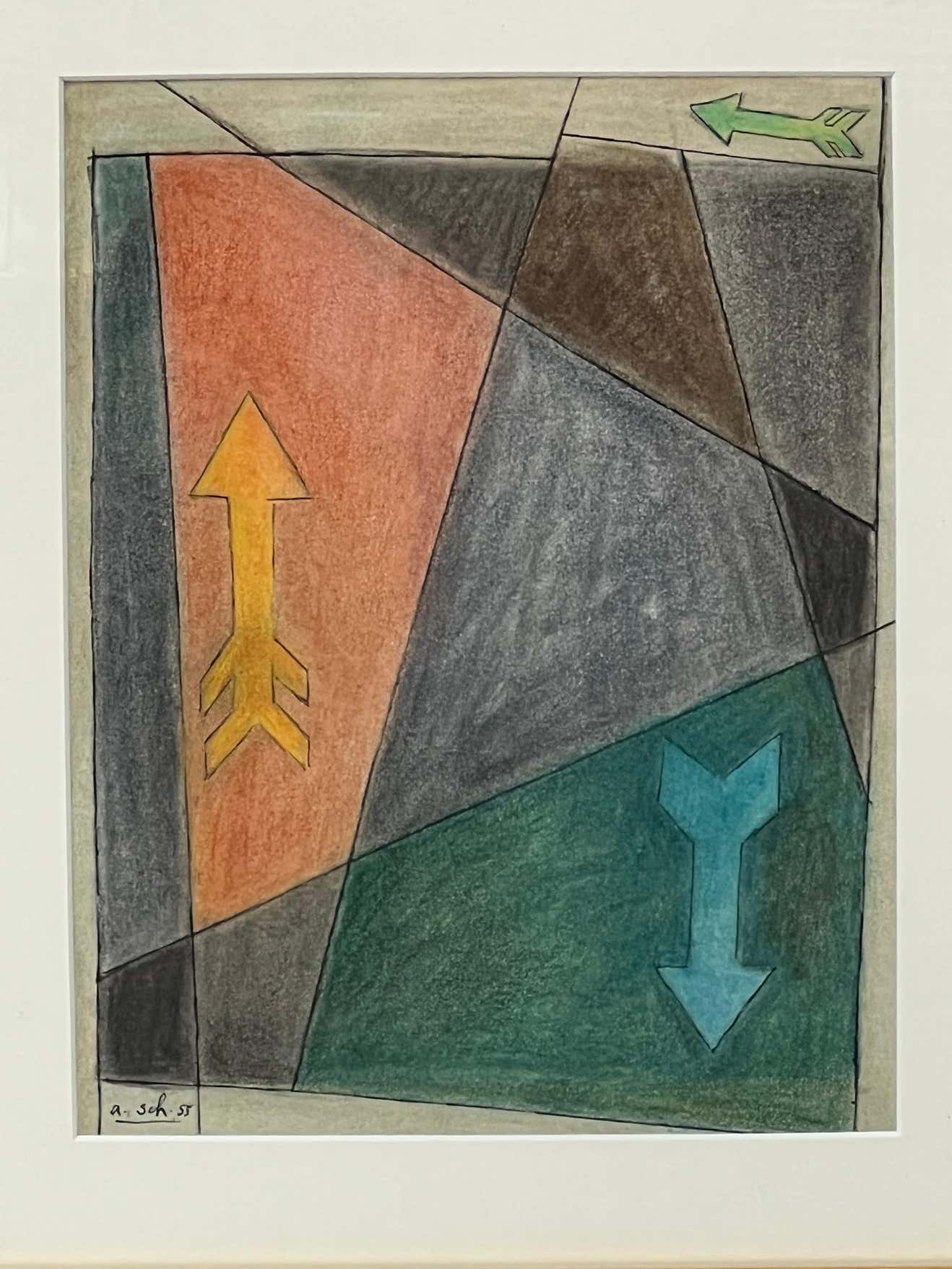 Drawing #2 by Amalia Schulthess in Gold Frame - 1955