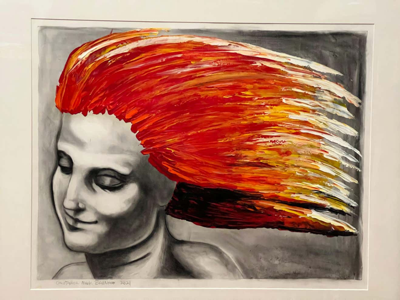 Mixed-Media Red Hair Portrait by Christopher Mark Brennan