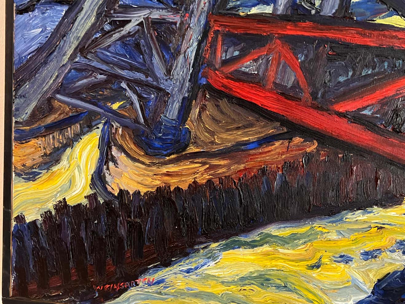 "Iron Bridge" Oil Painting on Canvas 1989 by Paul Weingarten