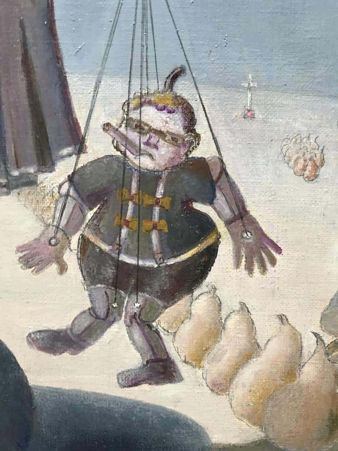 Satirical Oil Painting of the French Government, Political Cartoon on Canvas