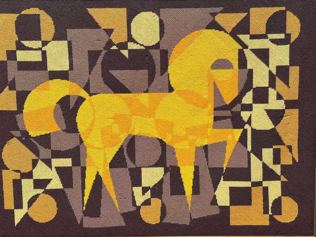 Modern Brown and Yellow Tapestry of a Horse by Patrice Allard