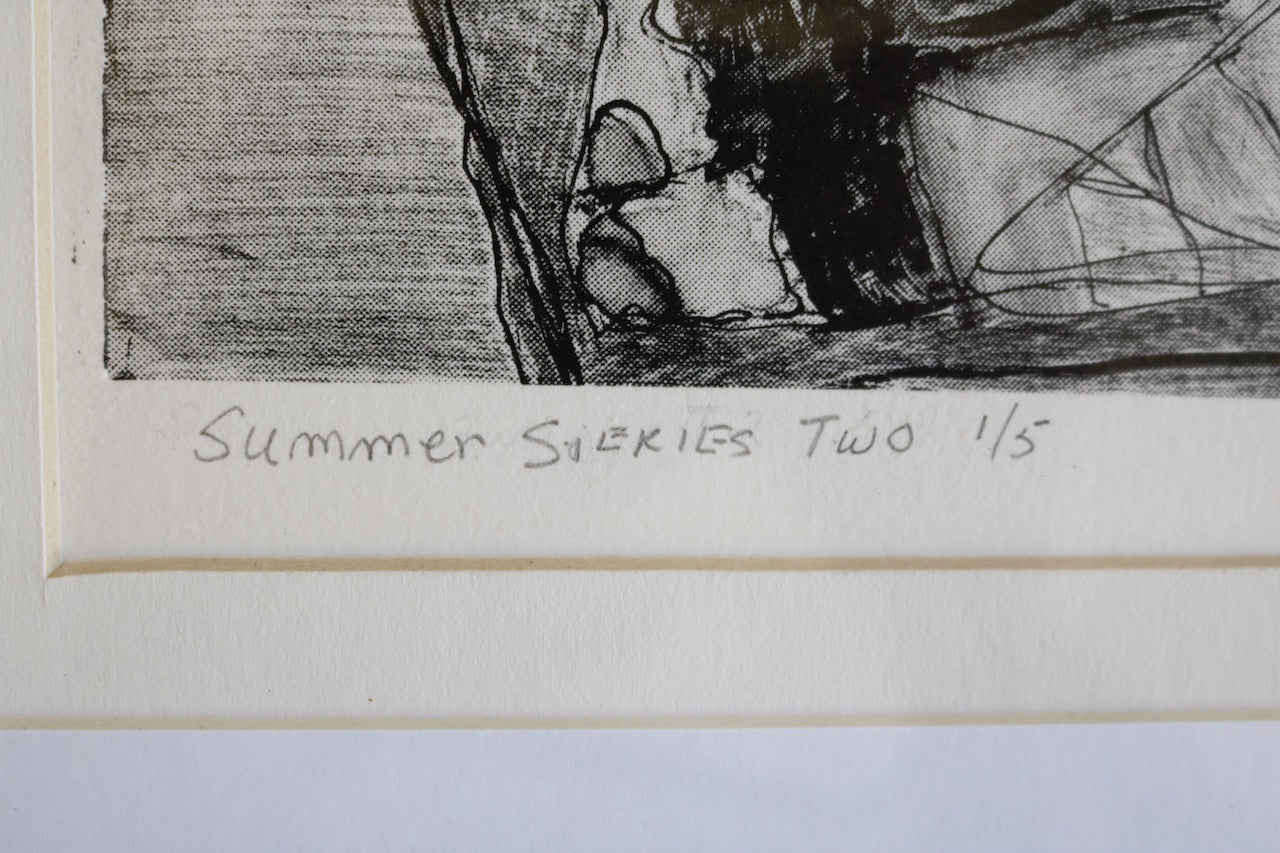 SUMMER SERIES TWO Greyscale, Abstract Lithograph Signed Louise Siekman