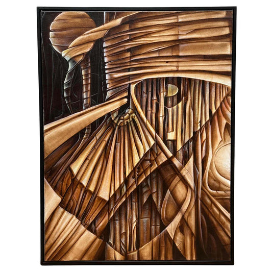 Composition with Bamboos- Acrylic on Canvas Signed Cherubini