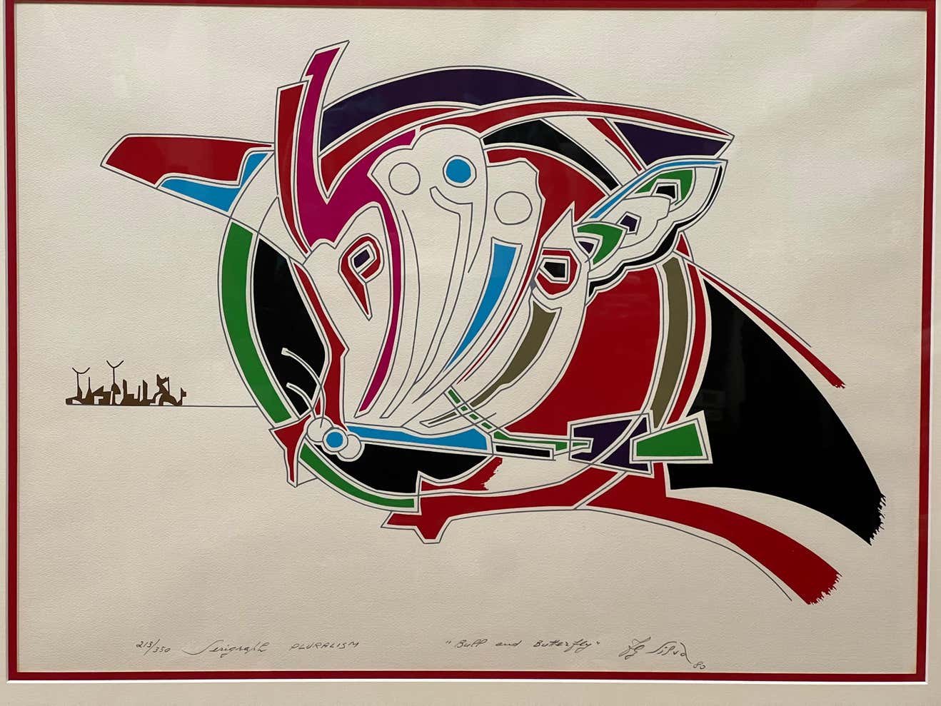"Bull and Butterfly" Lithograph signed F.G.Silva