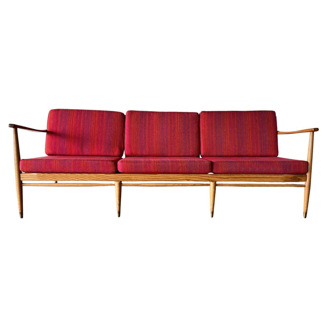 Mid-Century 3-Seater Oak Wood Sofa in the style of Hans J. Wegner