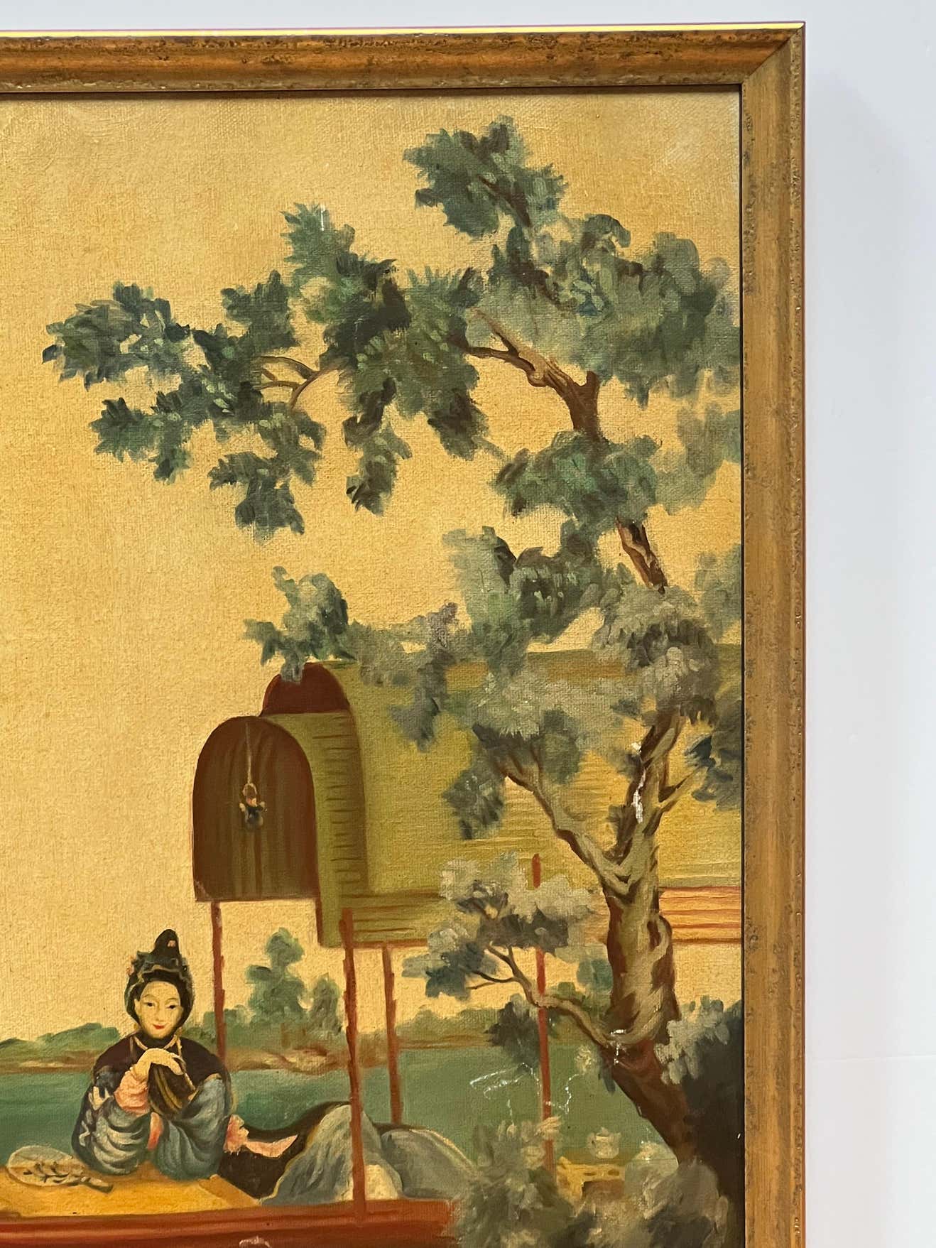 19th Century Paintings Dyptich of the Chinese Countryside - a Pair
