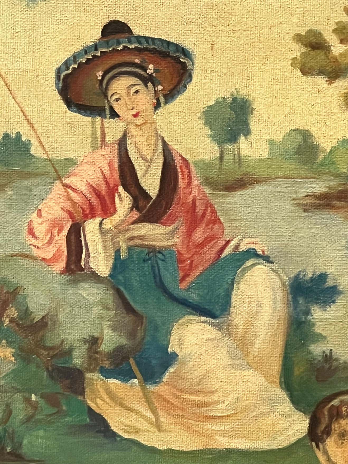 19th Century Paintings Dyptich of the Chinese Countryside - a Pair