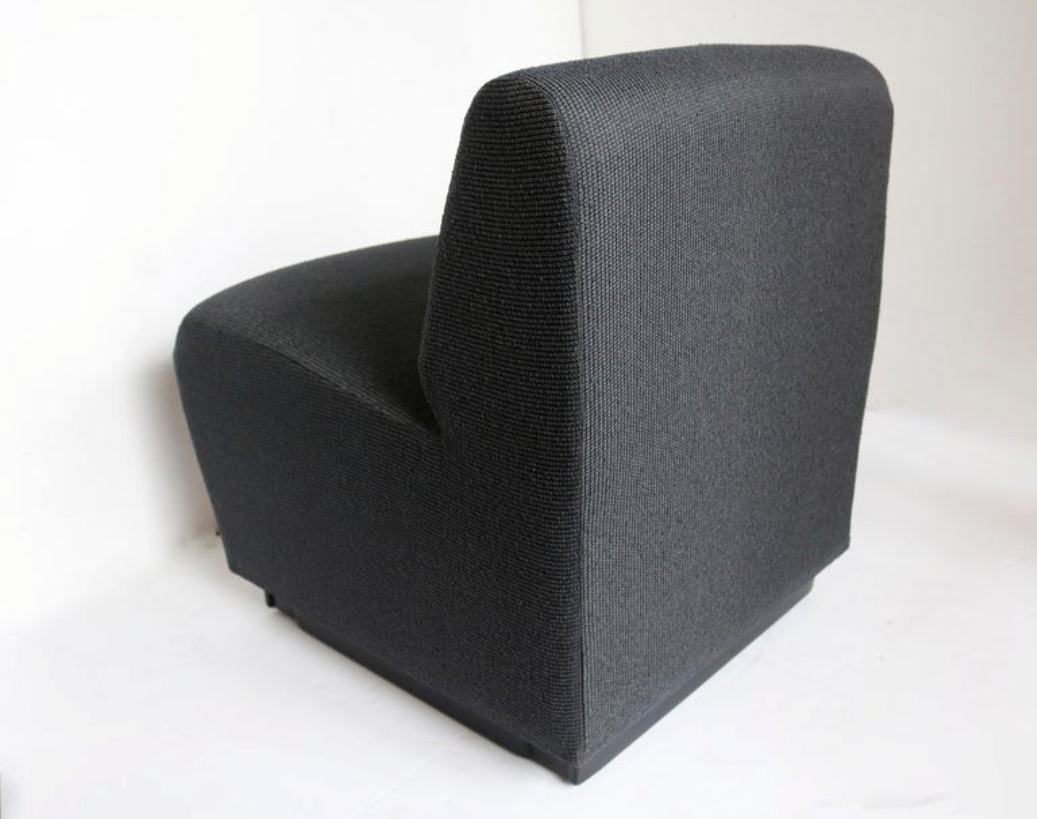 French 1970s Slipper Chair in Charcoal Gray