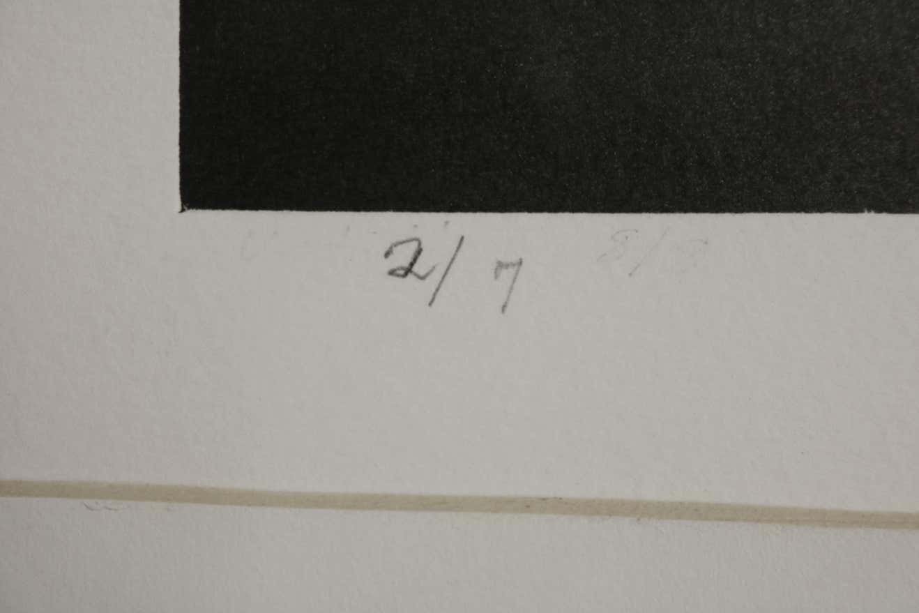 Graphic Abstract Black & White Lithograph Signed L. Siekman