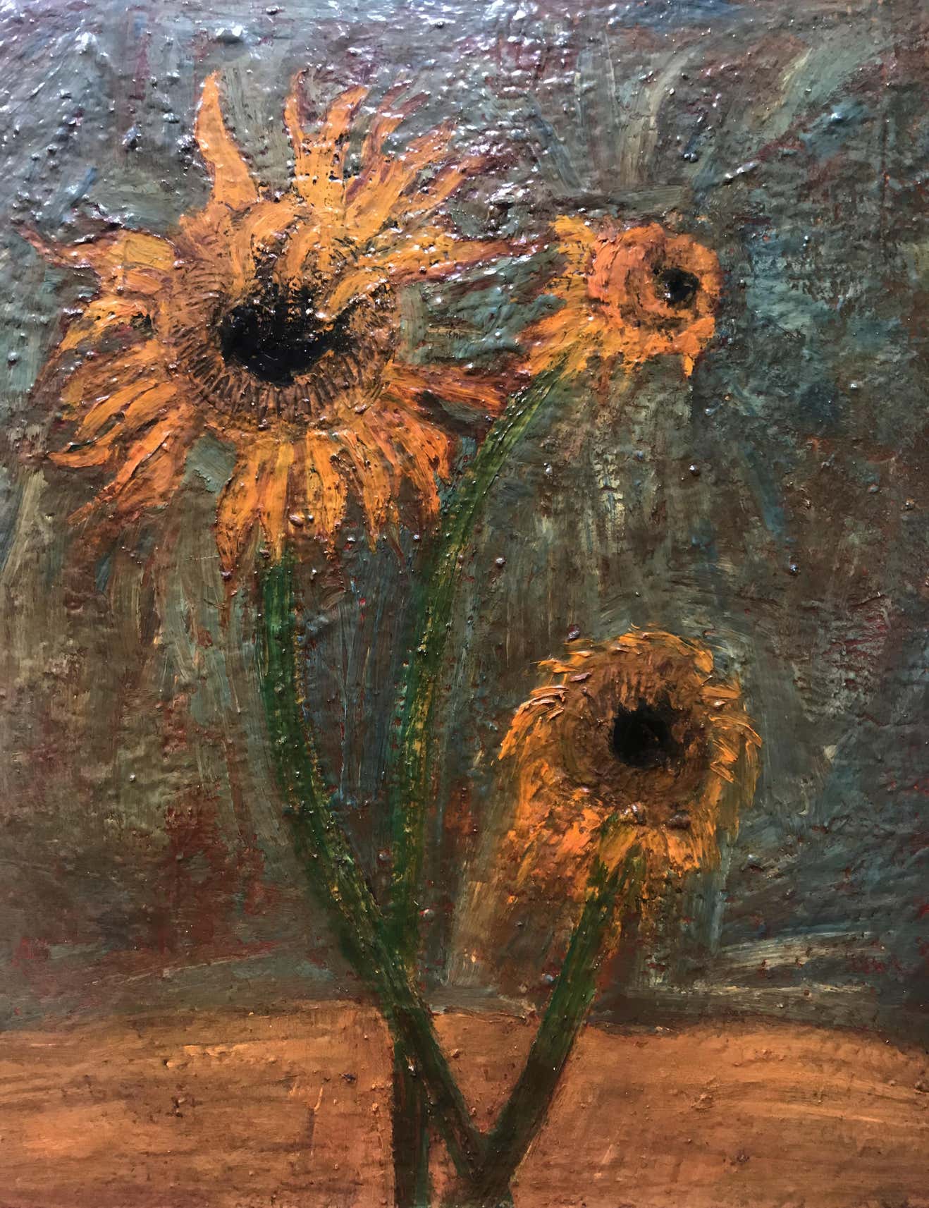 Sunflowers Oil Painting by Barbara Dodge