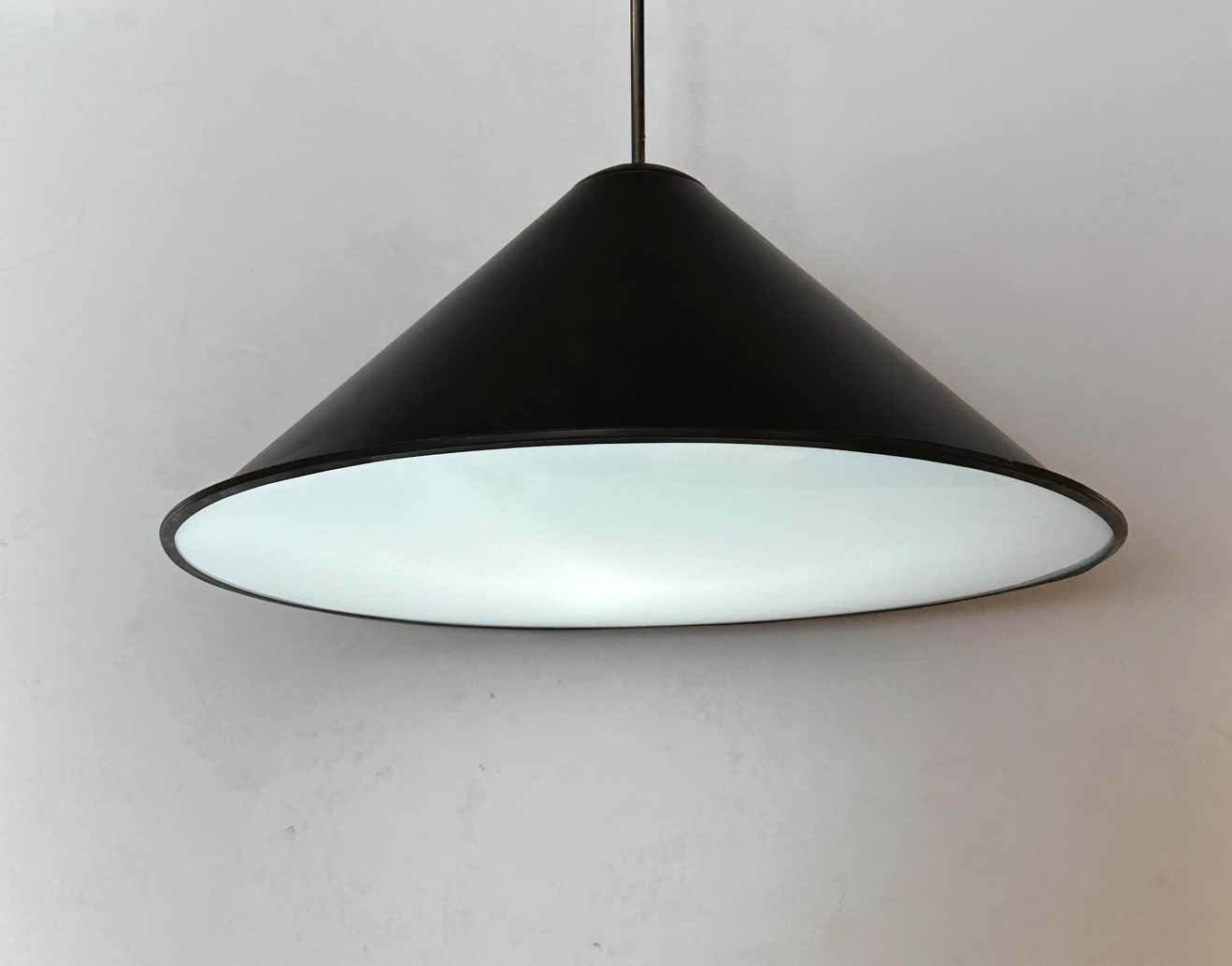 Tom Dixon Modern Black Pendant Light with Frosted Plexiglass Bottom