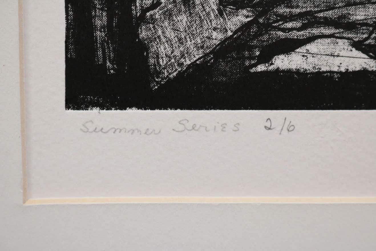 "Summer Series 2/6" Black and White Abstract Lithograph Signed L. Siekman