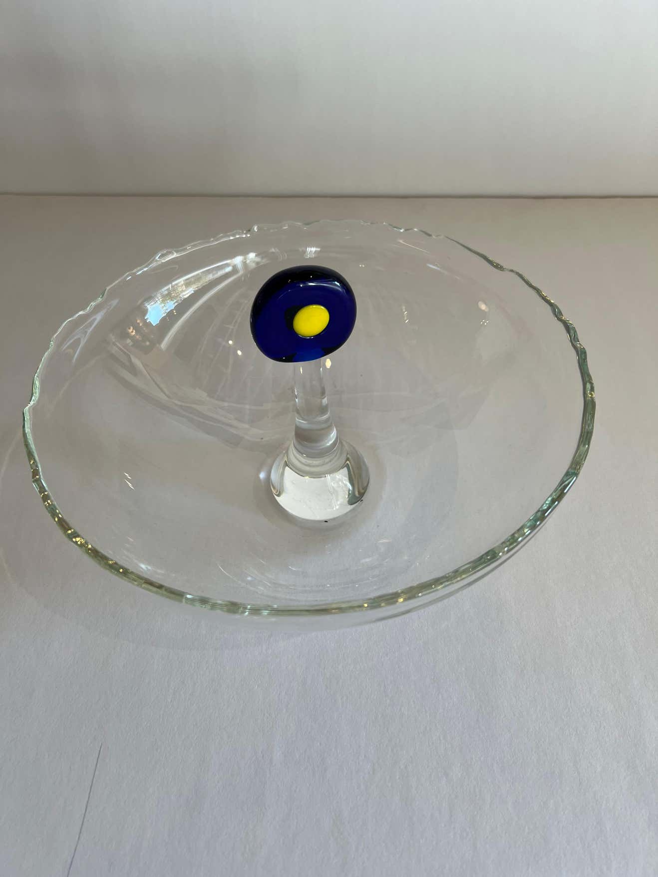 Mid-Century Modern Crystal Bowl with Central Knob by Marian Pyrcak