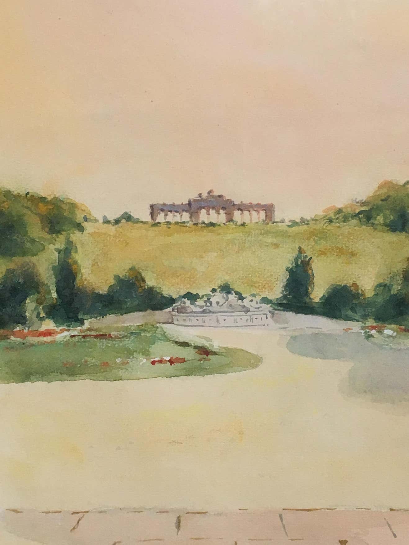 Watercolor of a French Castle by Unknown Artist