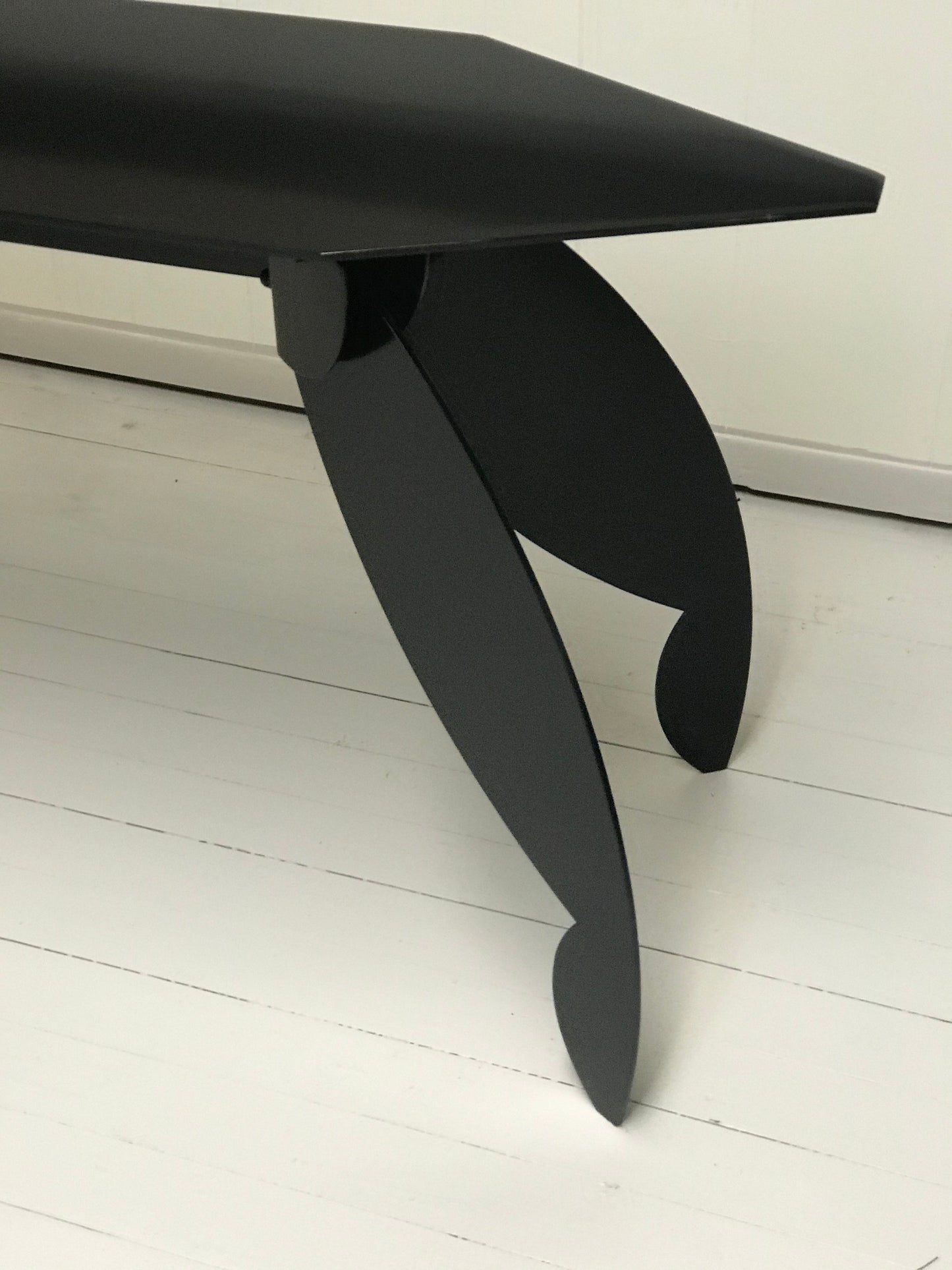 Architectural Black Lacquered Steel Console