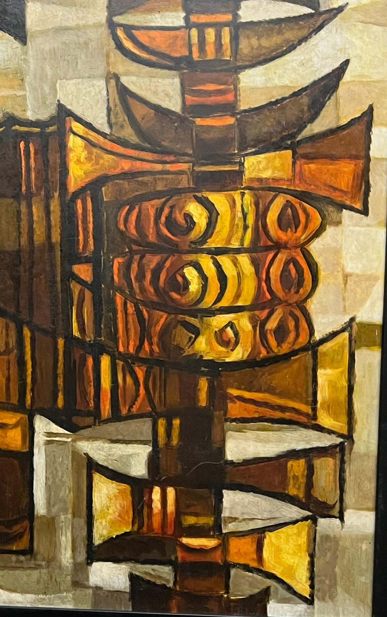 Large Enigmatic Abstract Oil Painting