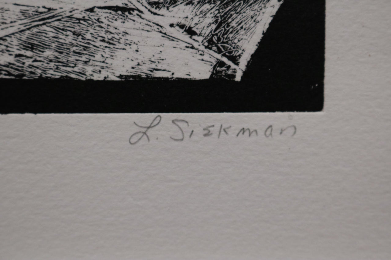RED LINE Greyscale Litograph Signed Louise Siekman