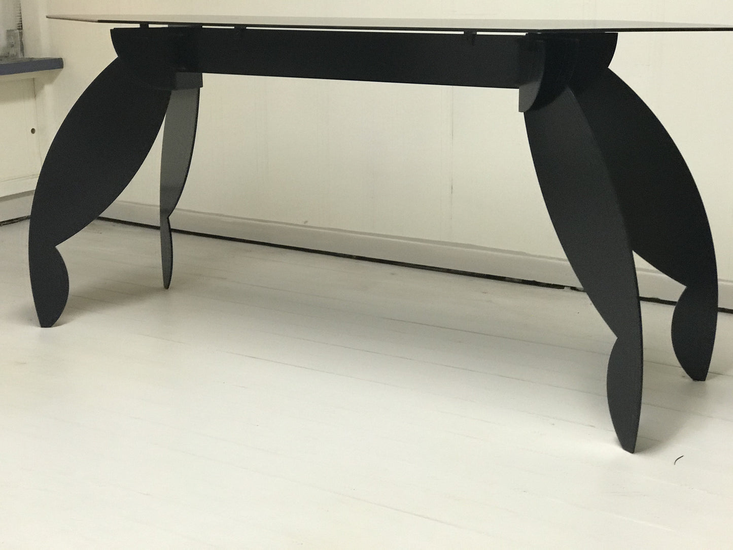 Architectural Black Lacquered Steel Console