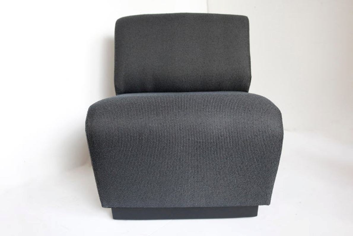 French 1970s Slipper Chair in Charcoal Gray