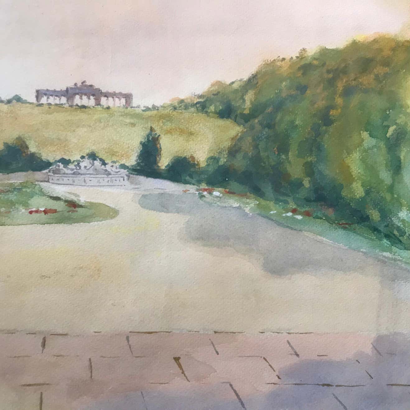 Watercolor of a French Castle by Unknown Artist