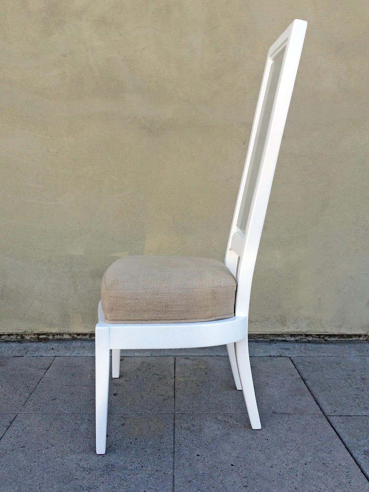 Lucite Back and White Lacquer Pair of Chairs