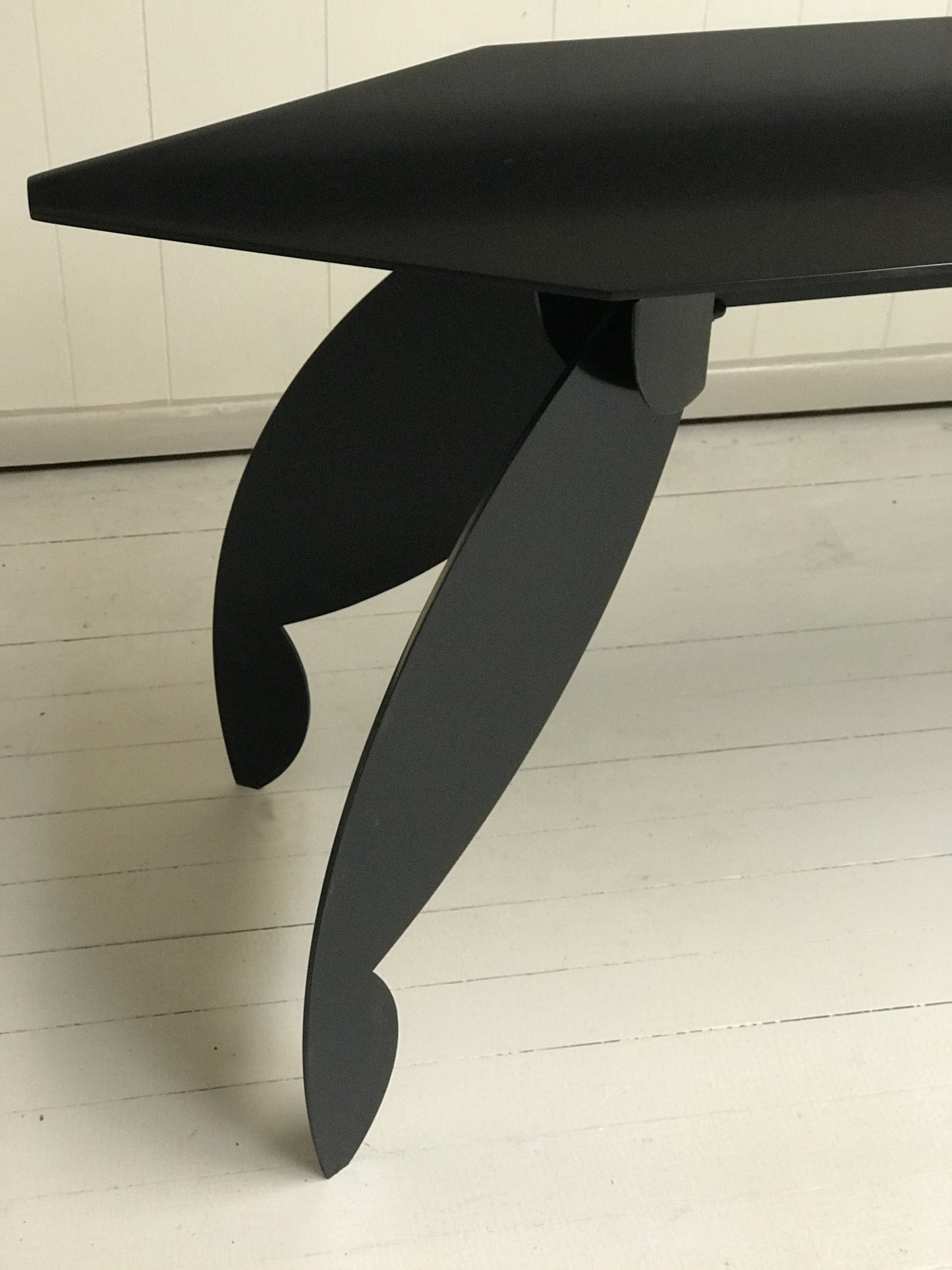 Architectural Black Lacquered Steel Console
