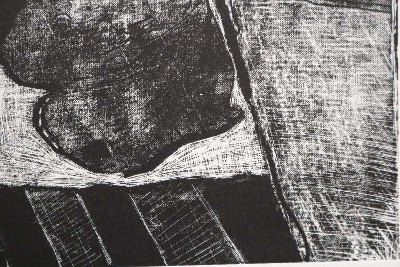 "Summer Series 2/6" Black and White Abstract Lithograph Signed L. Siekman