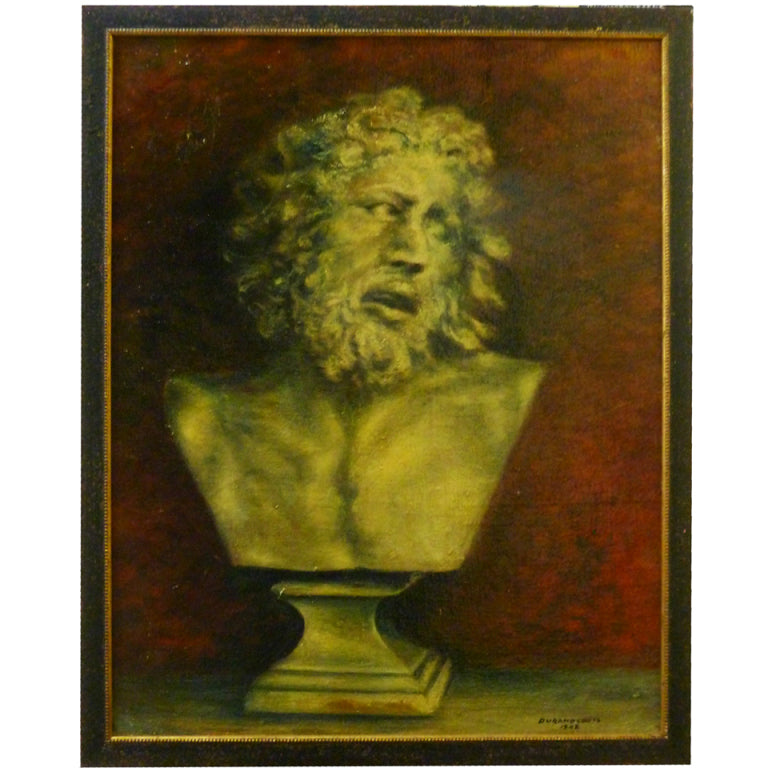 French Painting of a Classical Bust by Durand Louis