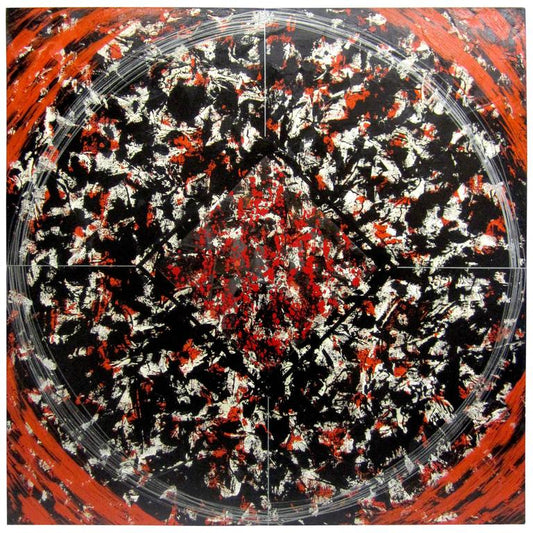 Geometric Acrylic Abstract Mandala Painting in Red by Gerald Campbell