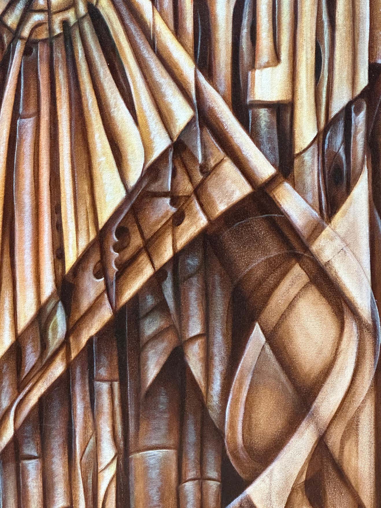 Composition with Bamboos- Acrylic on Canvas Signed Cherubini