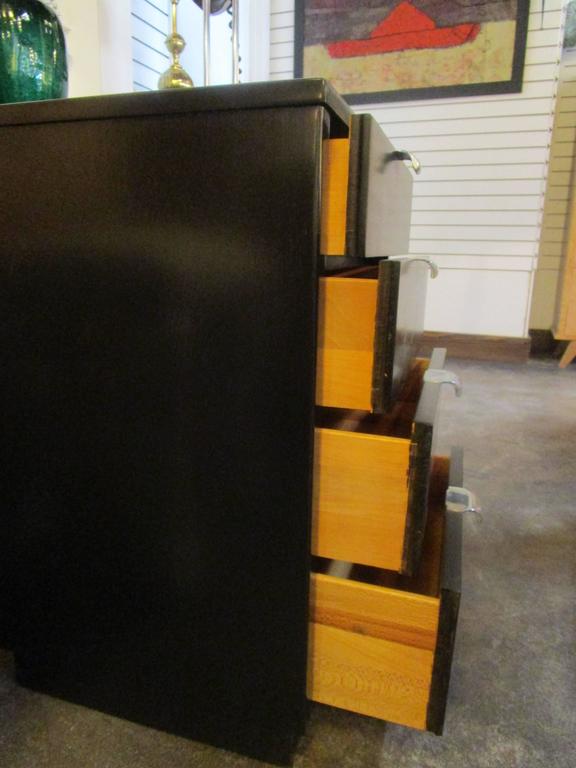Black Stained Walnut Four-Drawer Nighstand by Drexel