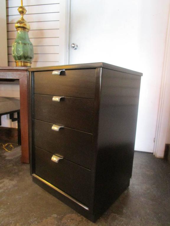 Black Stained Walnut Four-Drawer Nighstand by Drexel