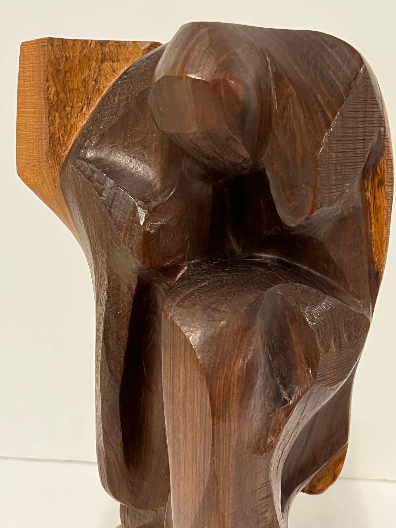 Abstract Expressionist Wood and Marble Sculpture by Joan Strauss Carl