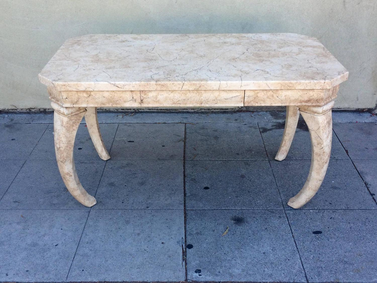 Hollywood Regency Hellenic design Faux Marble Desk