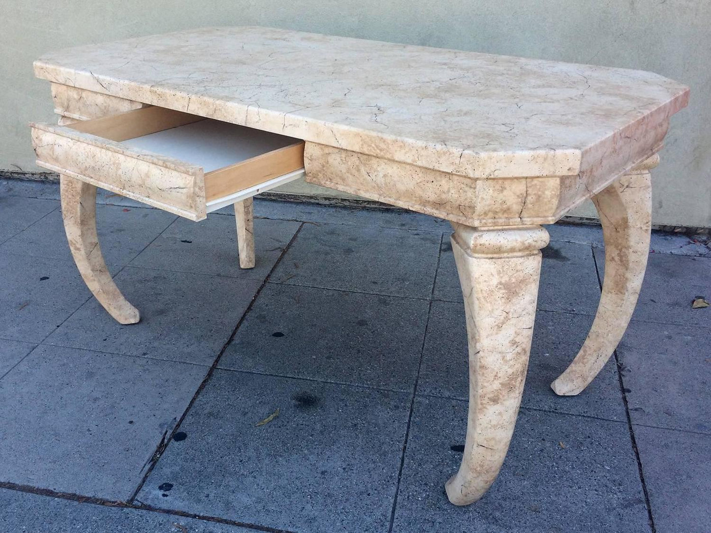 Hollywood Regency Hellenic design Faux Marble Desk