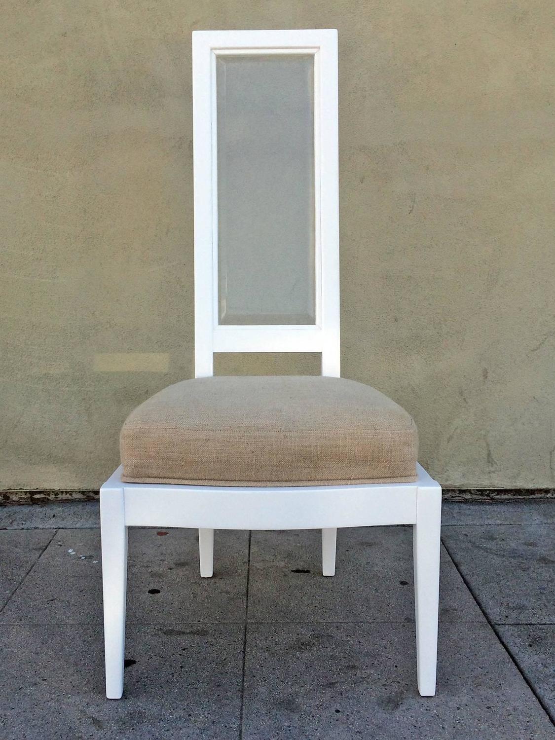 Pair 1970s White Lacquer and Lucite Dining Chairs