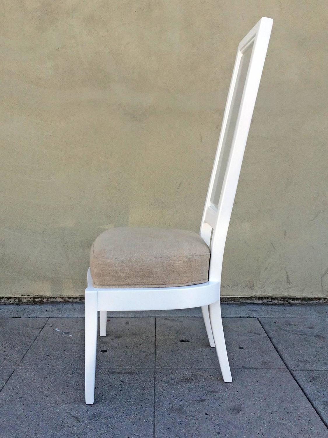 Pair 1970s White Lacquer and Lucite Dining Chairs