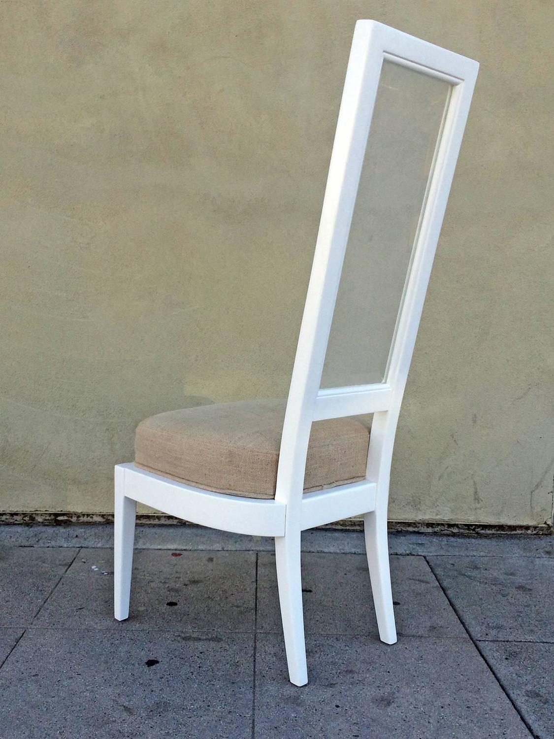 Pair 1970s White Lacquer and Lucite Dining Chairs