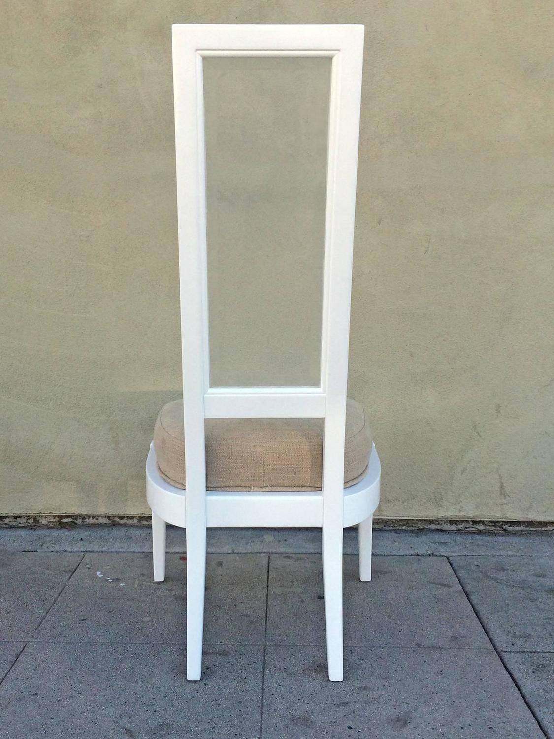 Pair 1970s White Lacquer and Lucite Dining Chairs